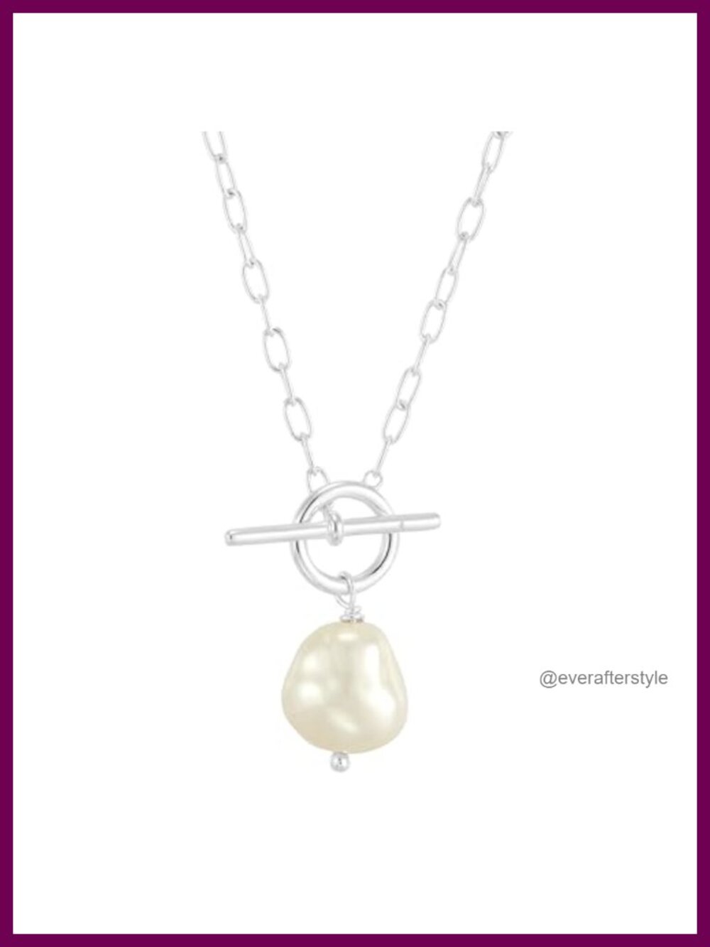 Sterling Silver Pearl Pendant Necklace 18" Toggle Clasp